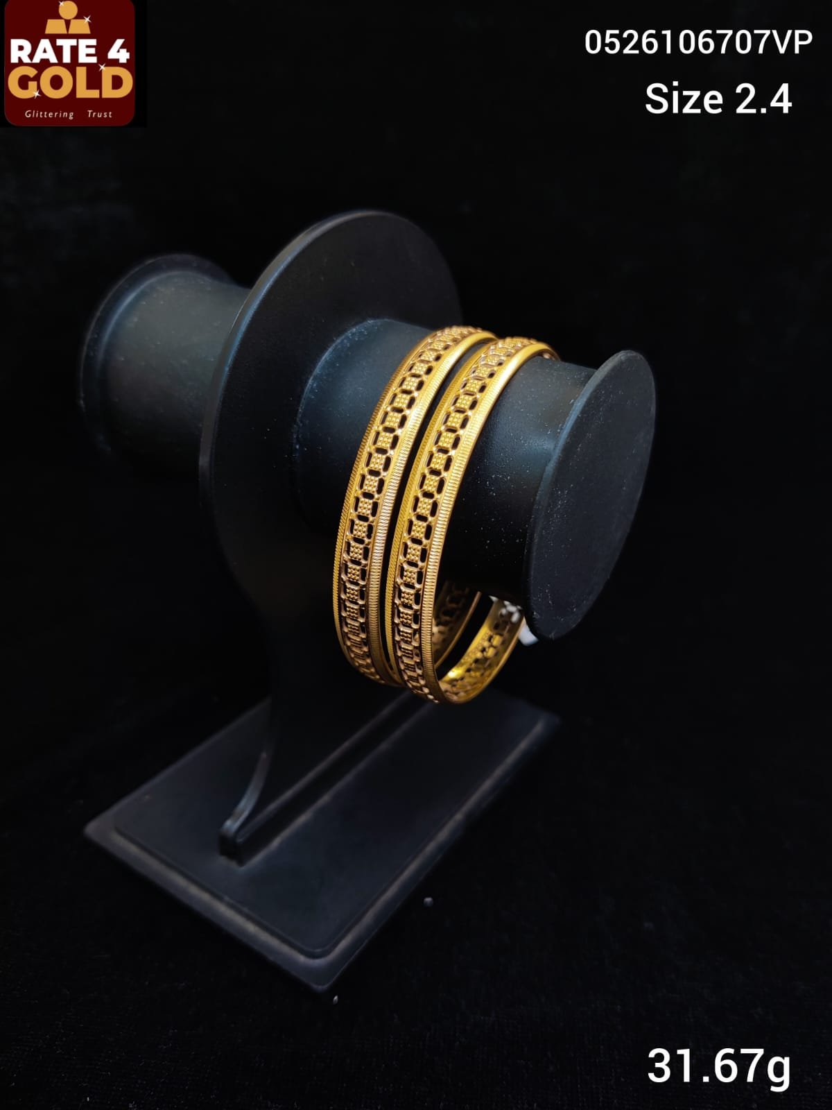 22K Gold Designer Cutwork Bangle Pair – Traditional Premium Handwear ...